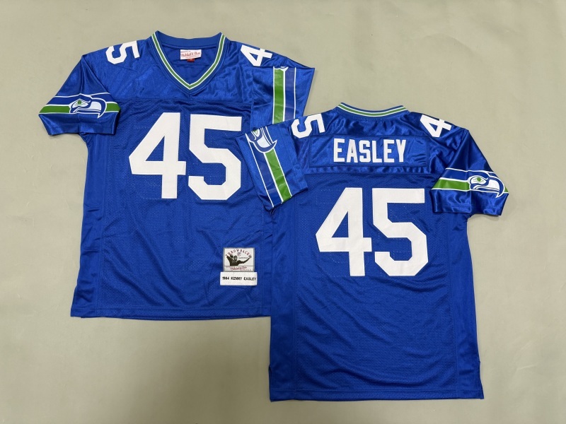 Men 2025 Seattle Seahawks #45 Easley blue Throwback Limited NFL Jersey style 001